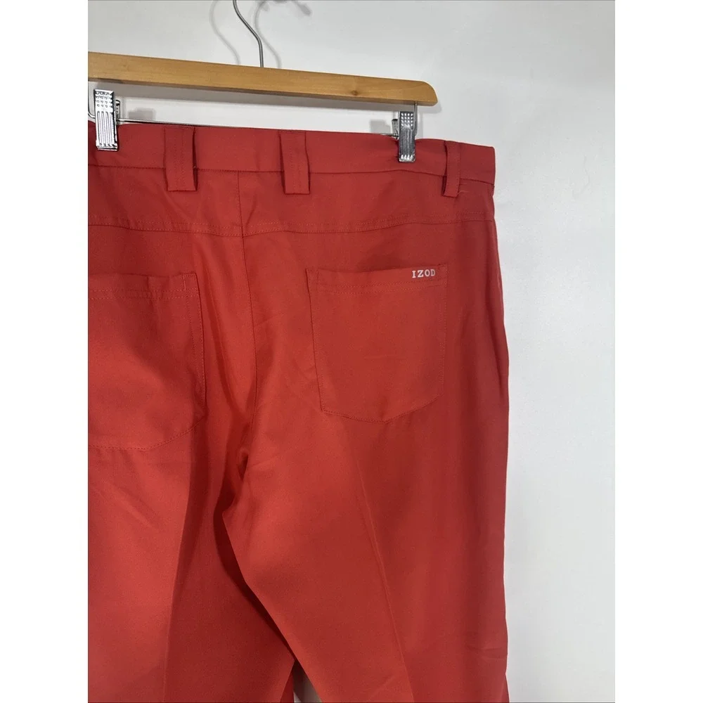 IZOD Golf Pants Mens 38x29‎ Slim Fit Red Orange Flat Front Performance Trousers